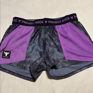 Under Armour Project Rock Purple and Gray Athletic Shorts